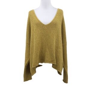 Planet‎ Gold Knit V-Neck Sweater Womens One Size Cotton Pullover Boxy Cropped